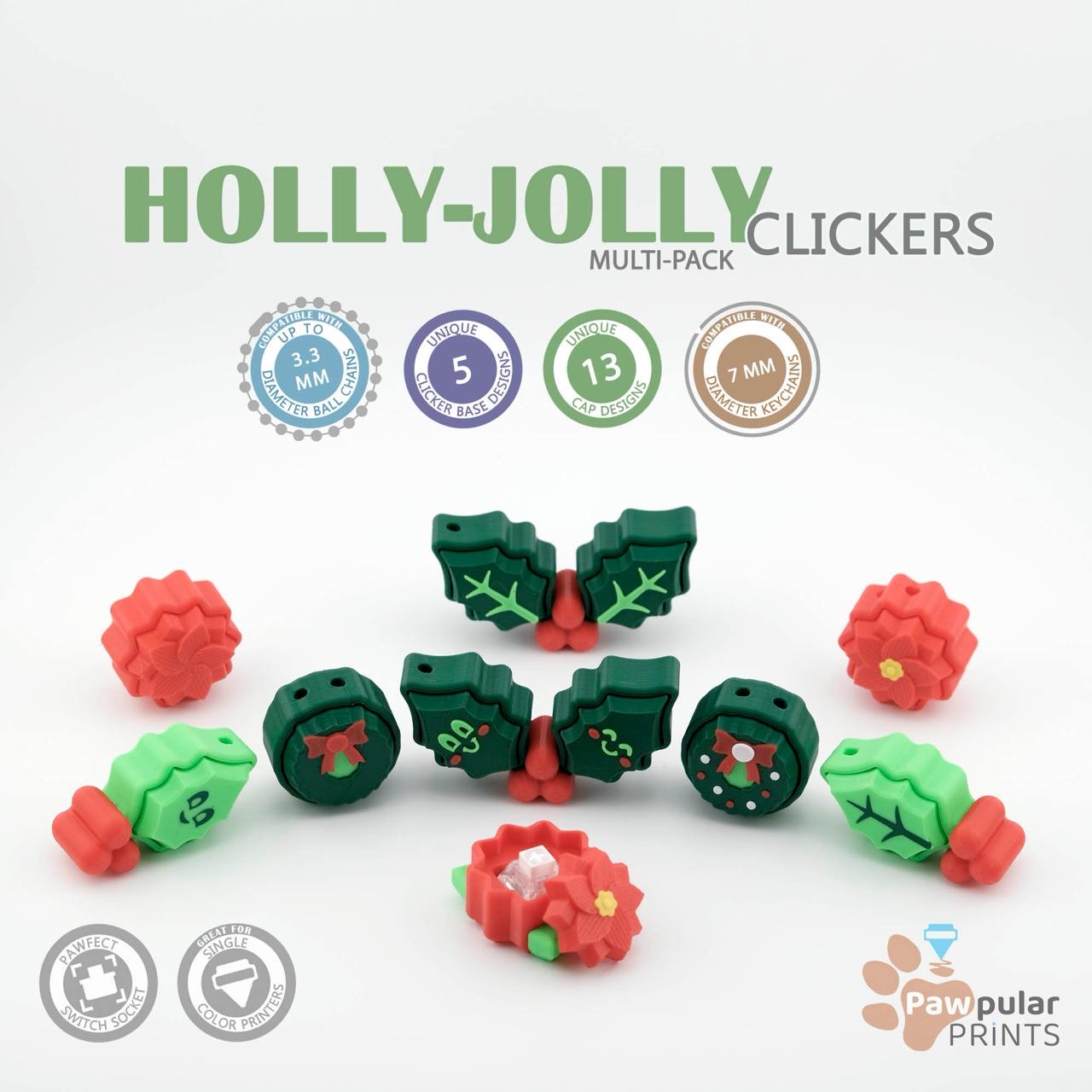 Holly-Jolly Clickers Multi-Pack 🌲🎀